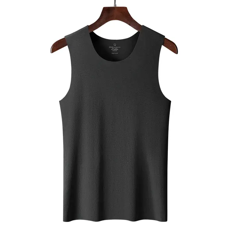 Men's Grey Traceless Cotton Vest Sweat Lining Running Fitness