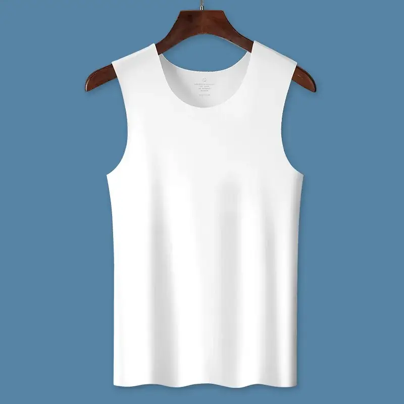 Men's Grey Traceless Cotton Vest Sweat Lining Running Fitness