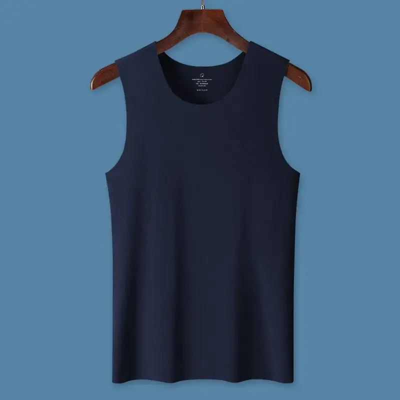 Men's Grey Traceless Cotton Vest Sweat Lining Running Fitness