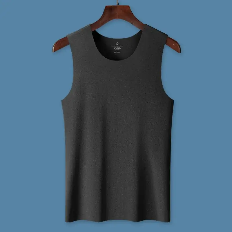 Men's Grey Traceless Cotton Vest Sweat Lining Running Fitness