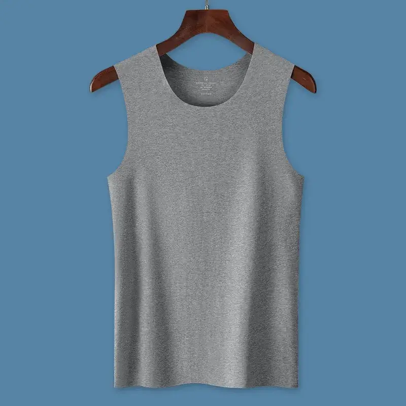 Men's Grey Traceless Cotton Vest Sweat Lining Running Fitness