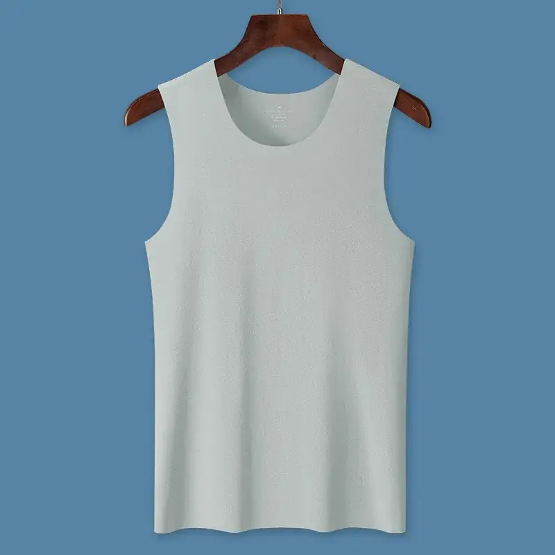 Men's Grey Traceless Cotton Vest Sweat Lining Running Fitness