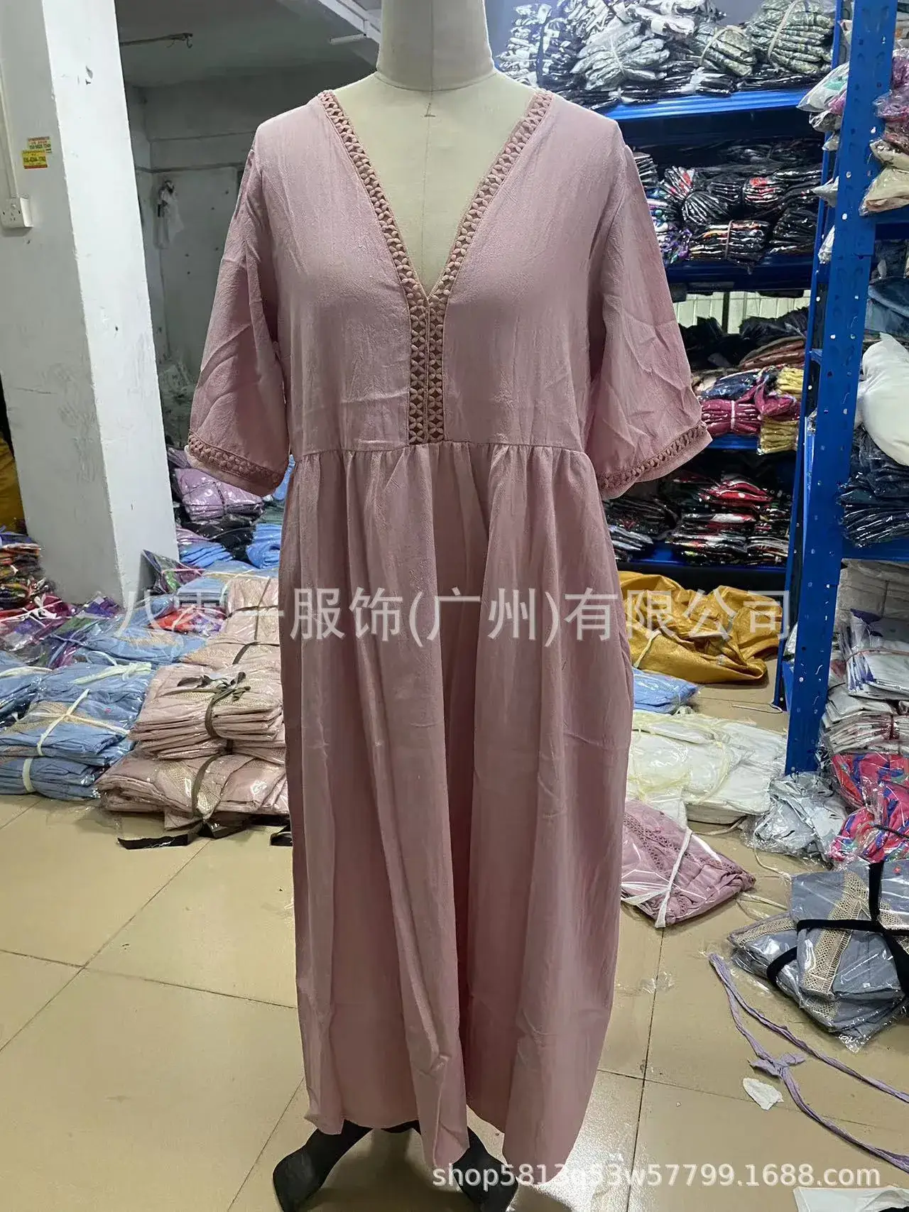 Light Blue V-Neck Lace Dress for Women — feature 2