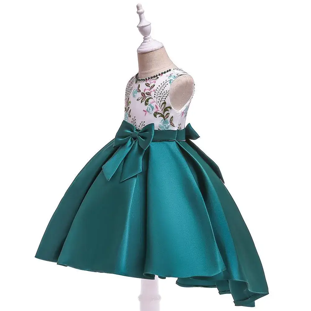 Red Hand-Beaded Princess Dress for Girls - Image 8