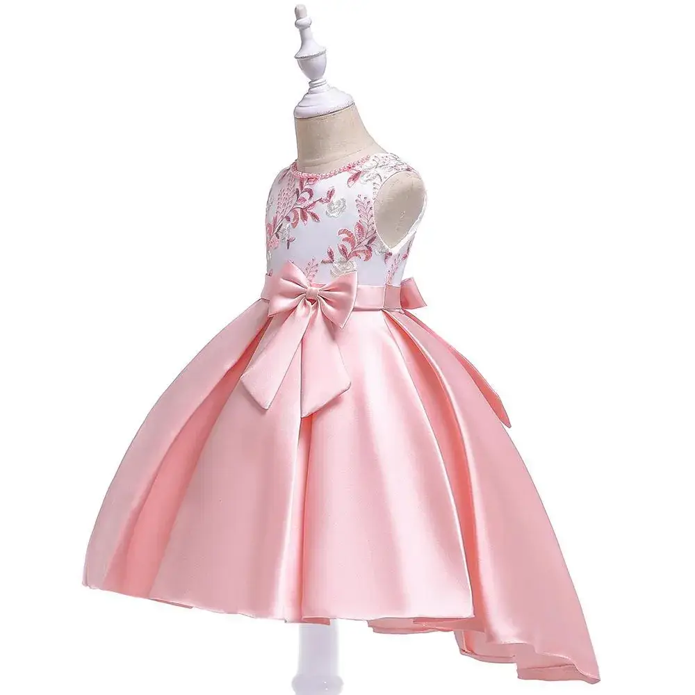 Red Hand-Beaded Princess Dress for Girls - Image 9
