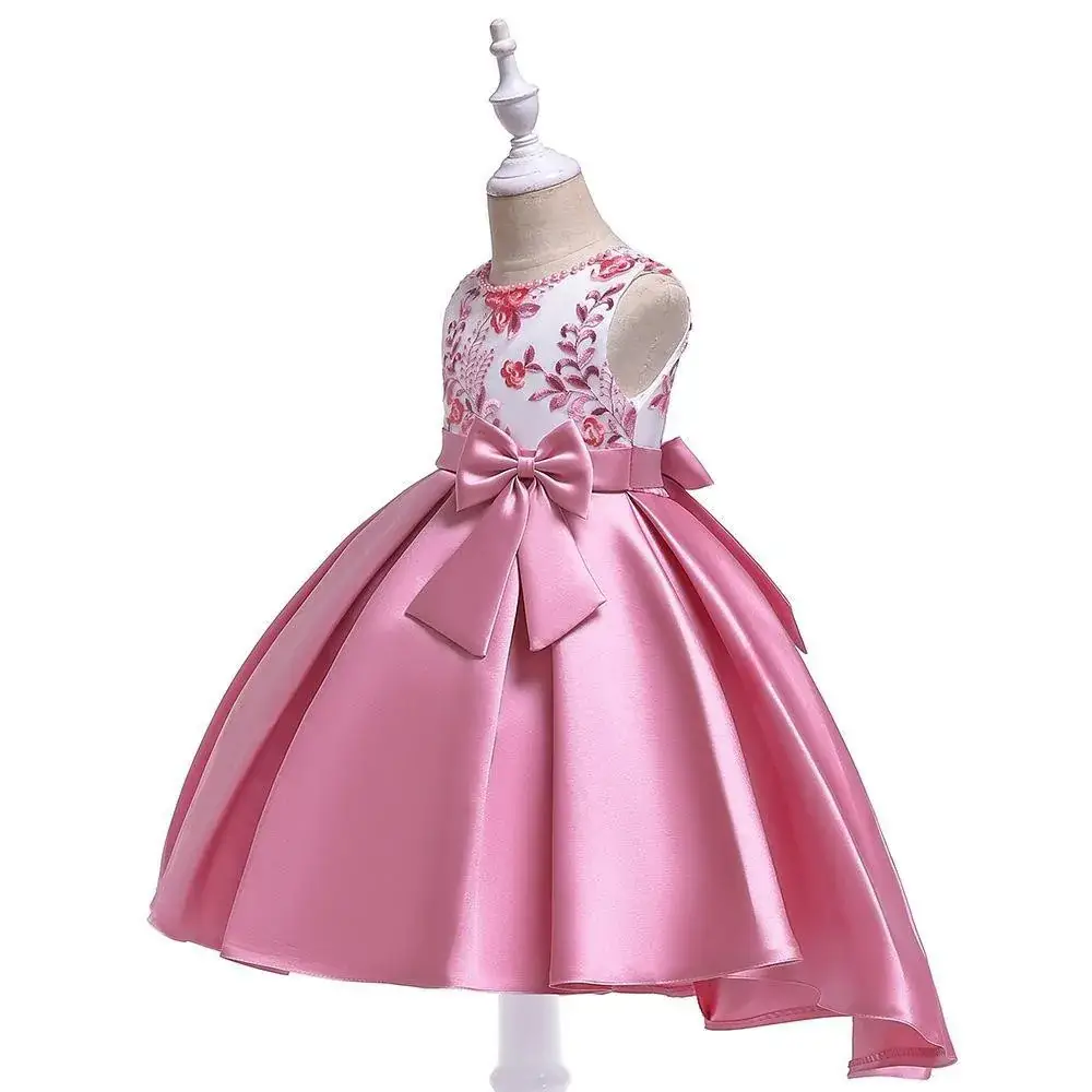 Red Hand-Beaded Princess Dress for Girls - Image 10