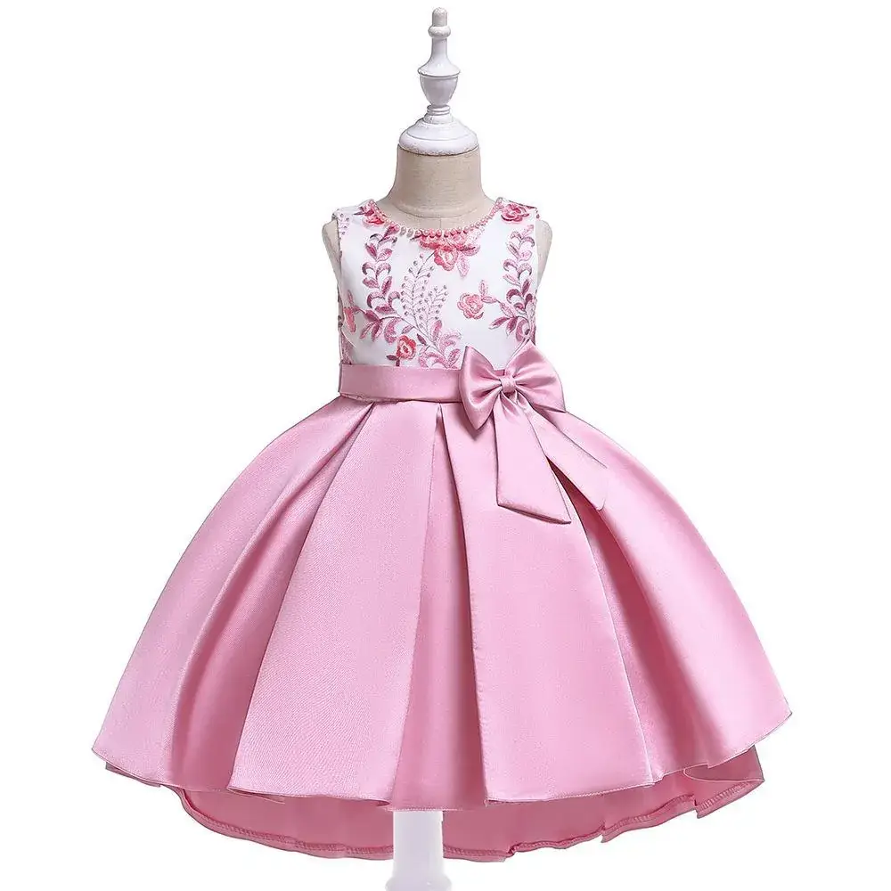 Red Hand-Beaded Princess Dress for Girls - Image 2