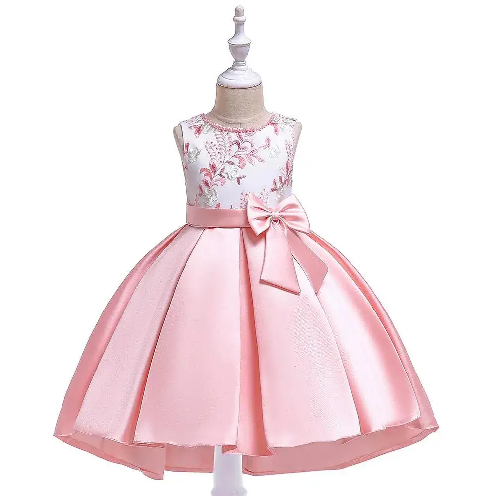 Red Hand-Beaded Princess Dress for Girls - Image 3