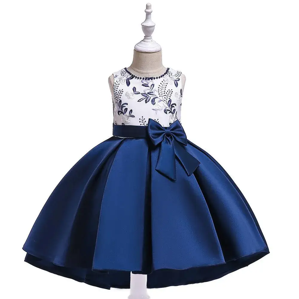 Red Hand-Beaded Princess Dress for Girls - Image 4