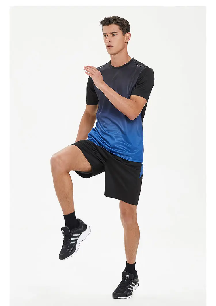 Men Ice Silk Shorts Black Blue Gradient Set — feature 13