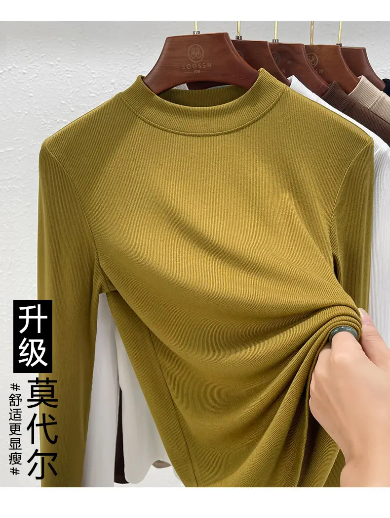 Women Half Turtleneck Shirt Modal Summer Autumn Breathable — feature 11
