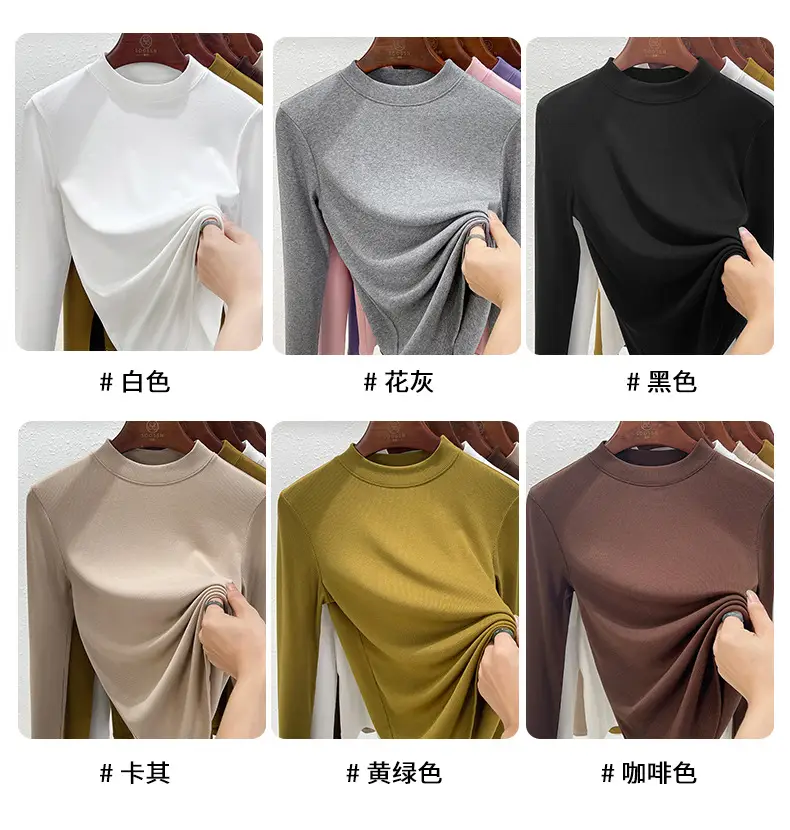 Women Half Turtleneck Shirt Modal Summer Autumn Breathable — feature 19