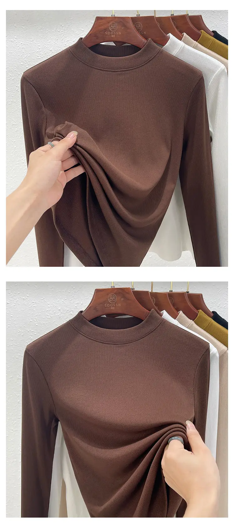 Women Half Turtleneck Shirt Modal Summer Autumn Breathable — feature 25