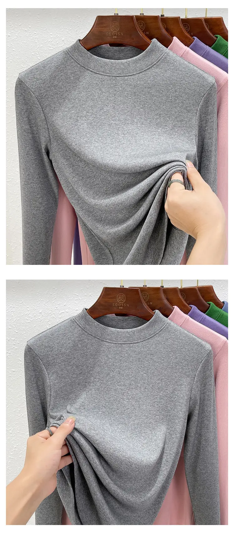 Women Half Turtleneck Shirt Modal Summer Autumn Breathable — feature 26
