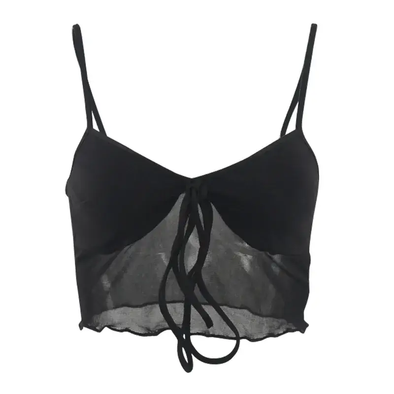 Black Mesh Tight Chest Bra for Women - Image 7