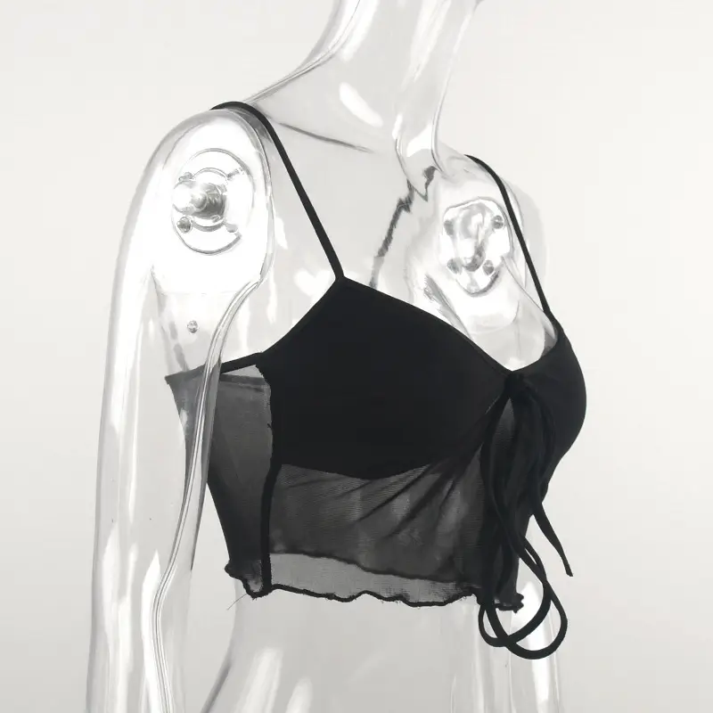Black Mesh Tight Chest Bra for Women — feature 46