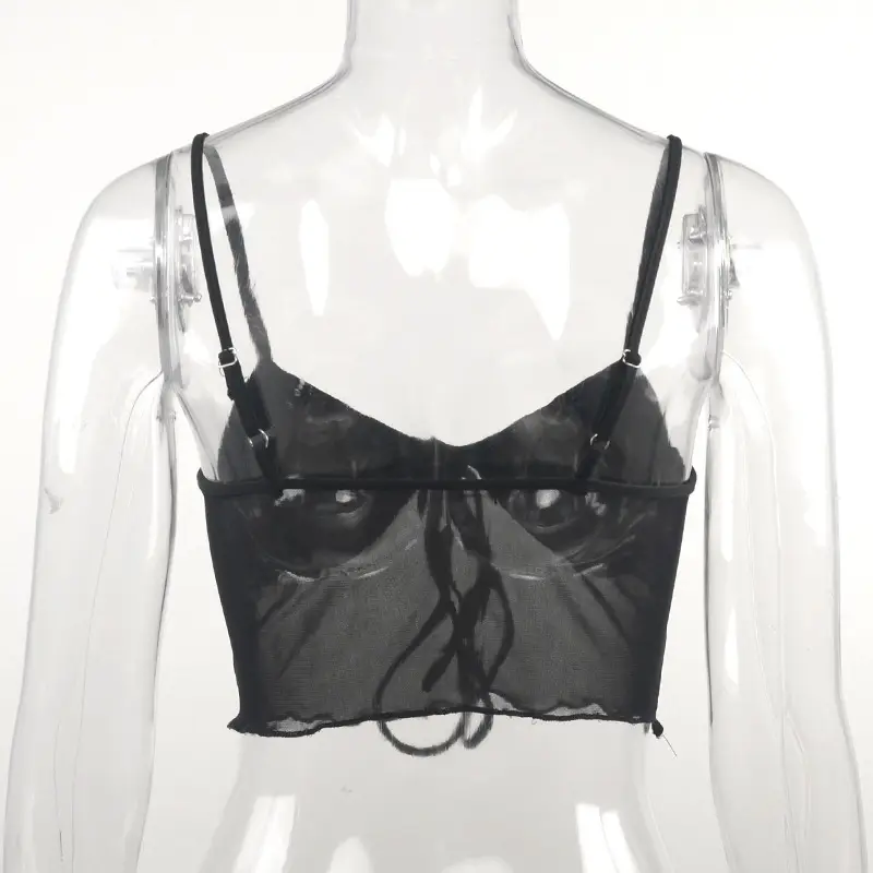 Black Mesh Tight Chest Bra for Women — feature 49