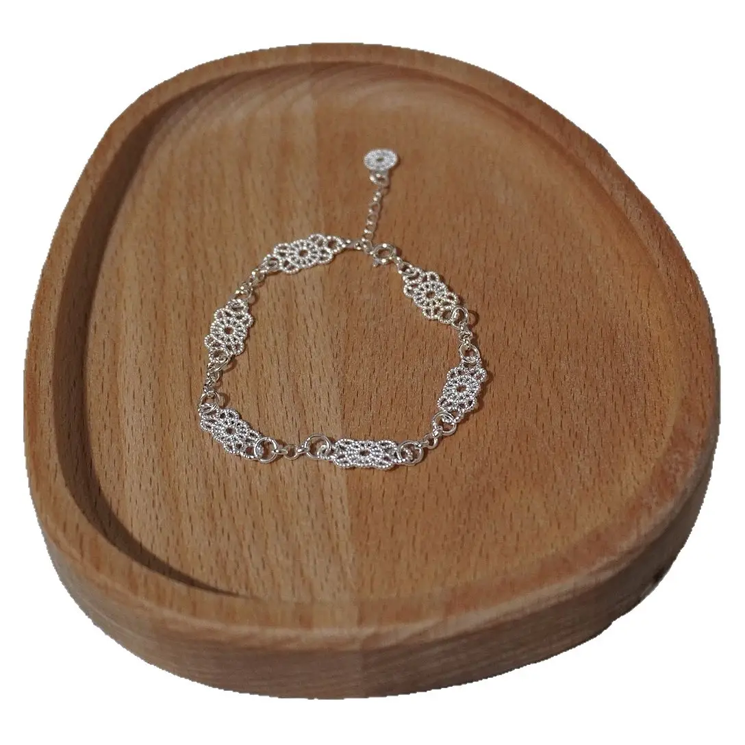Silver Hollow Lace Sweet Fairy Bracelet for Women - Image 6