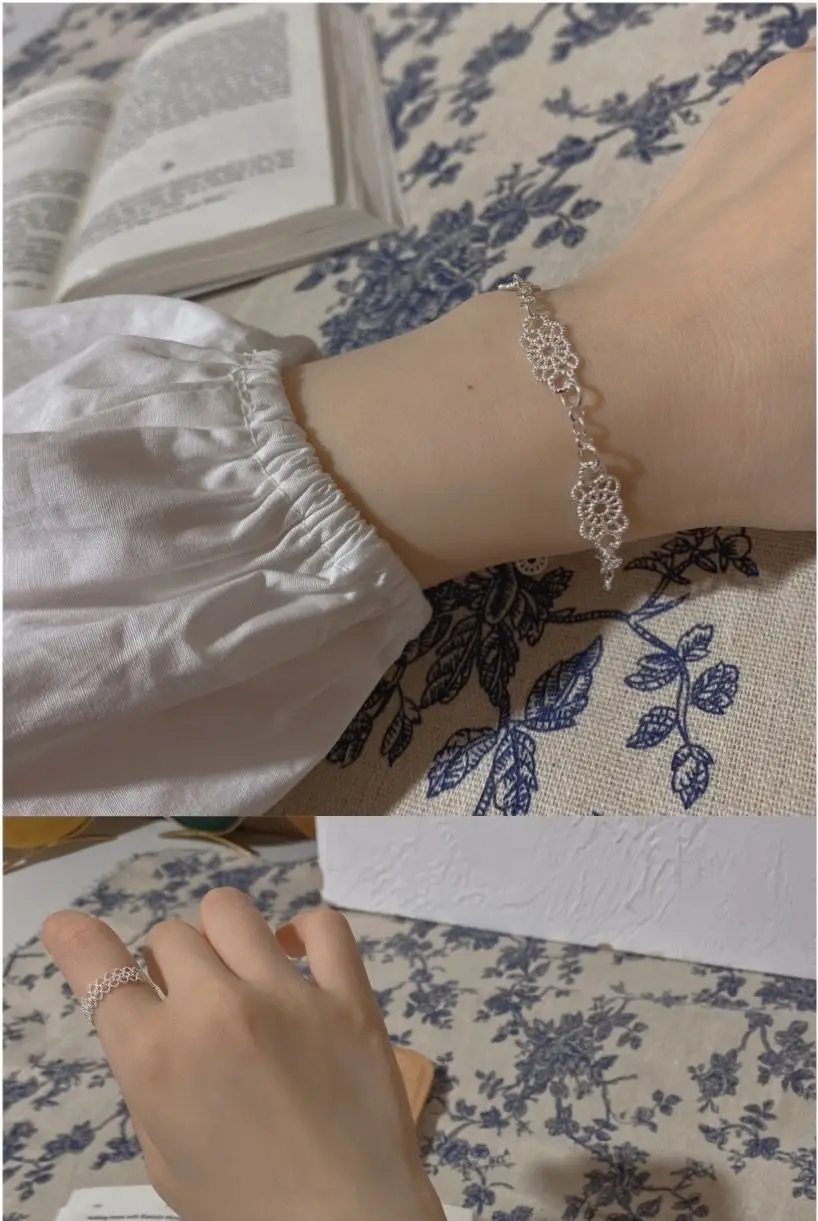 Silver Hollow Lace Sweet Fairy Bracelet for Women — feature 4