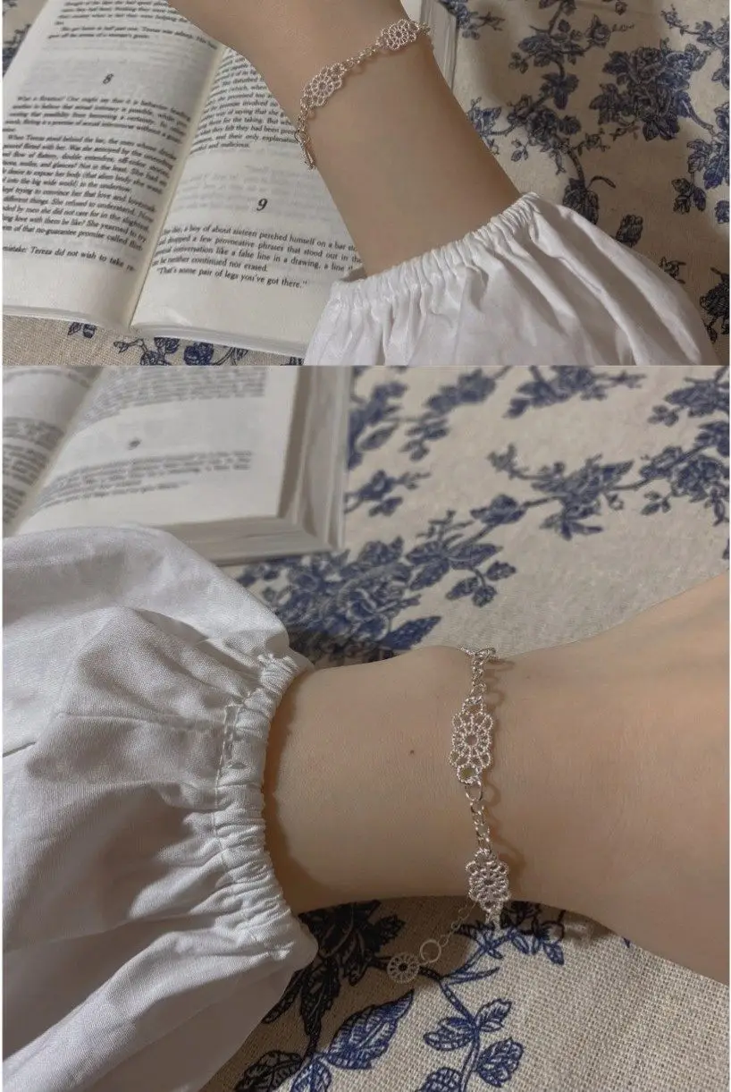 Silver Hollow Lace Sweet Fairy Bracelet for Women — feature 5