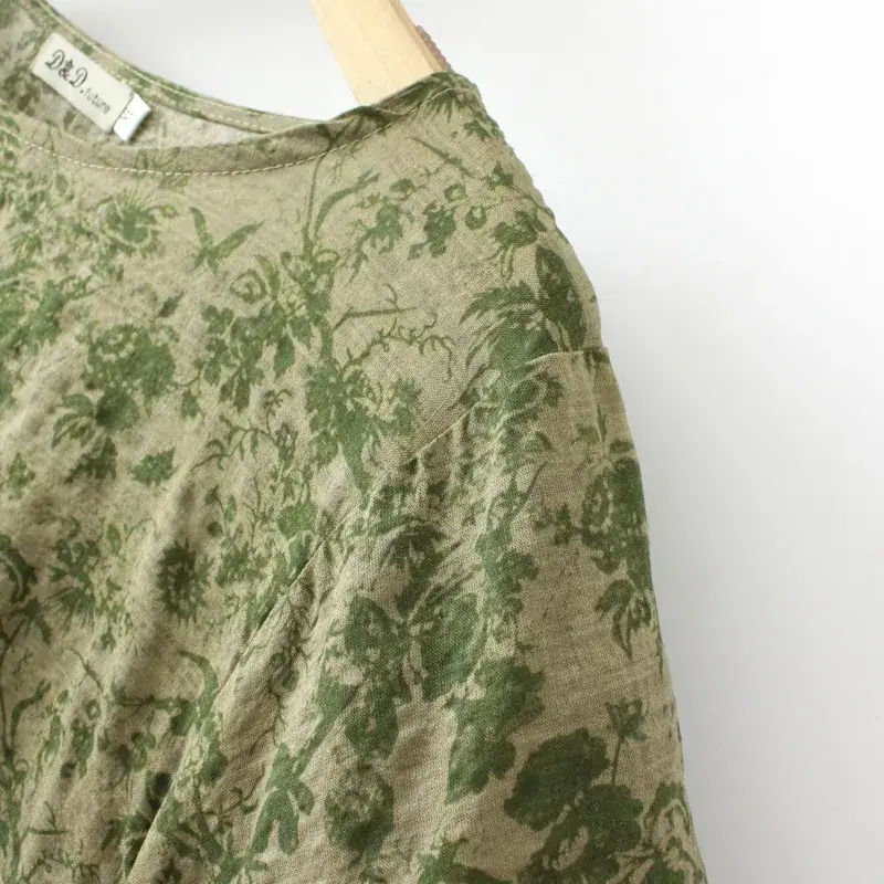 Women Floral T-Shirt Middle Sleeve Large 2023 Summer — feature 11