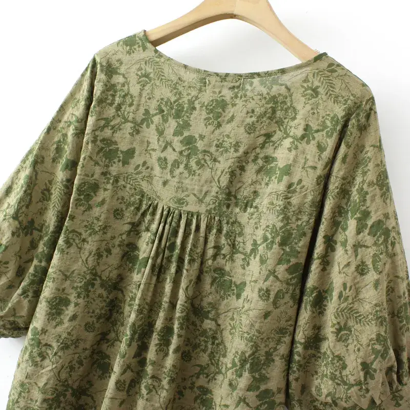 Women Floral T-Shirt Middle Sleeve Large 2023 Summer — feature 12