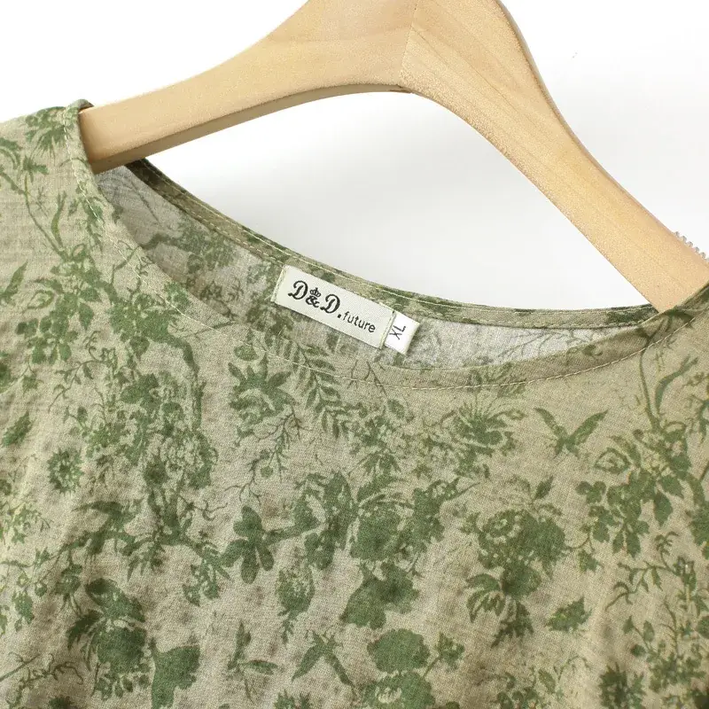 Women Floral T-Shirt Middle Sleeve Large 2023 Summer — feature 9