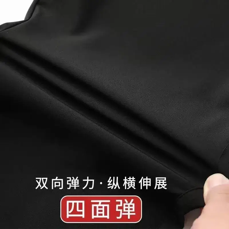 Men's Black Ice Silk Loose Cropped Pants Plus Size - Image 11