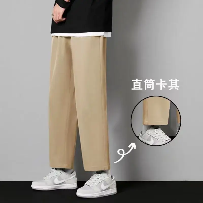 Men's Black Ice Silk Loose Cropped Pants Plus Size - Image 7