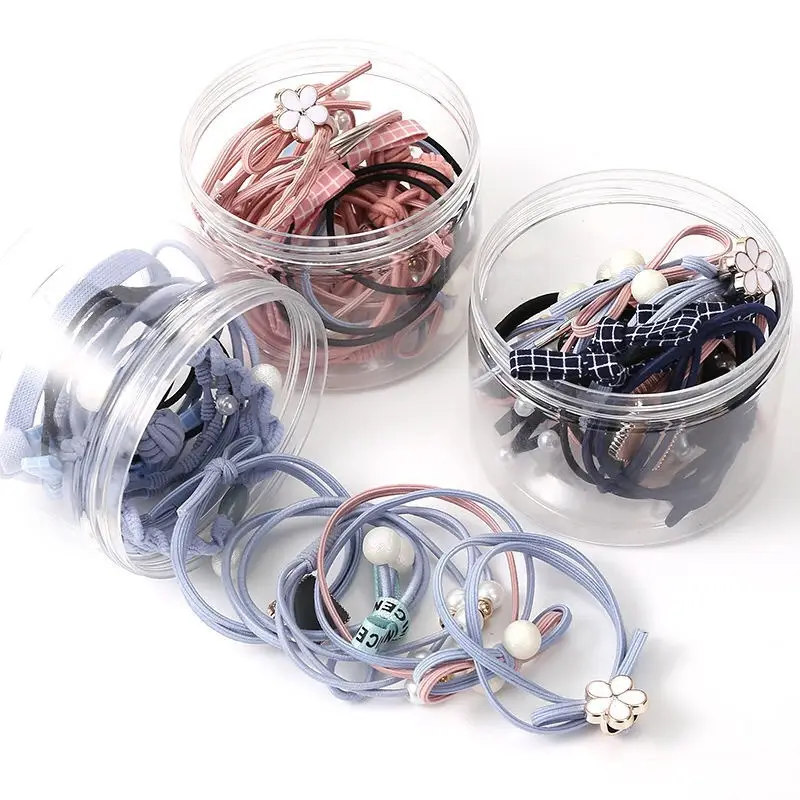 Korean Style Blue Crystal Hair Rope Bracelet Set - Image 4