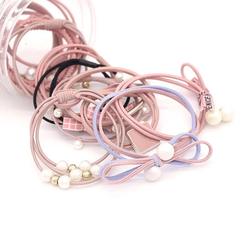 Korean Style Blue Crystal Hair Rope Bracelet Set - Image 5