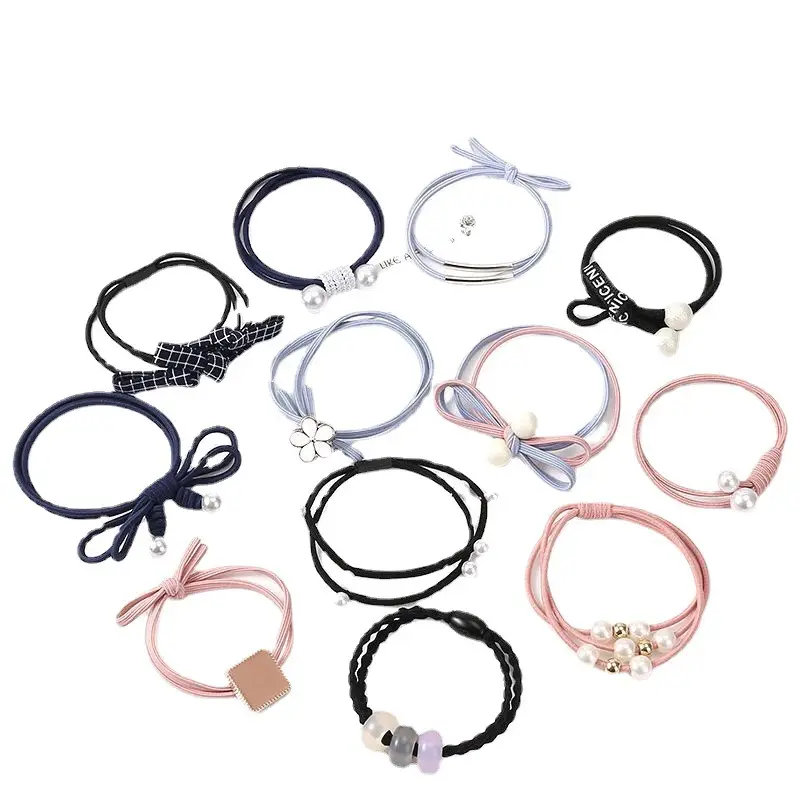 Korean Style Blue Crystal Hair Rope Bracelet Set - Image 7