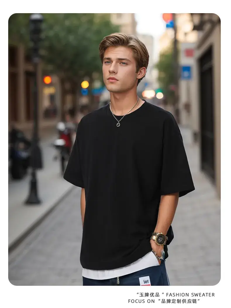 Heavyweight Sanbenzhen T-Shirt American Large Off-Shoulder — feature 21