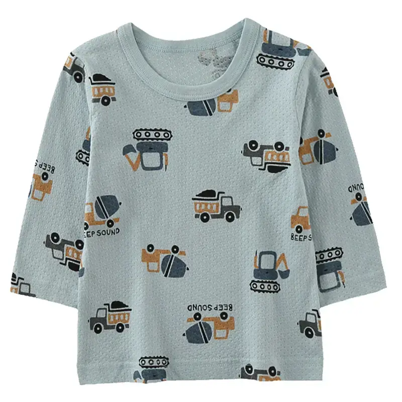 2023 Summer Baby T-Shirt White Sun Print Light Blue Patterned - Image 6