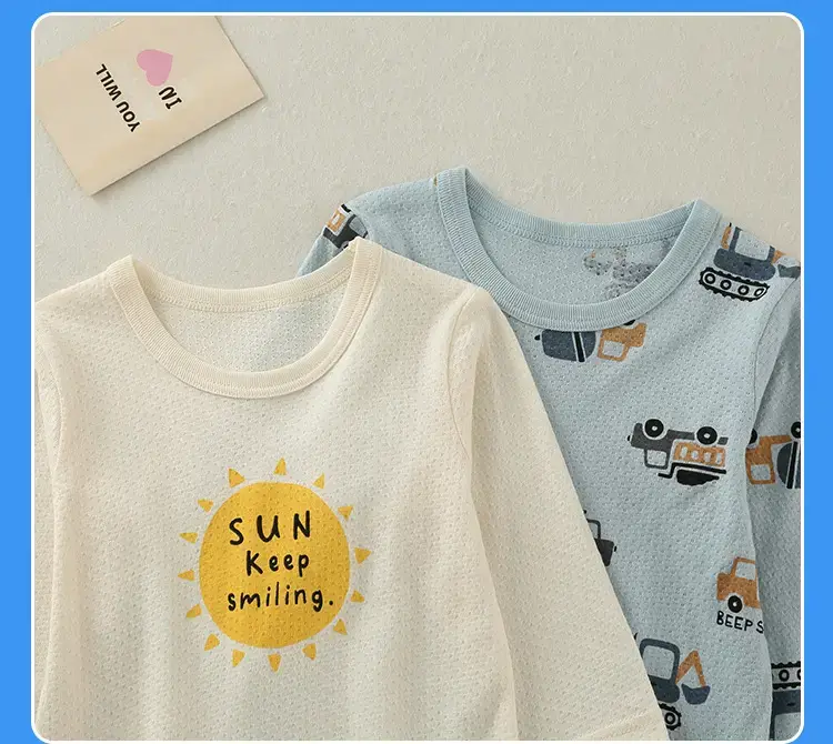2023 Summer Baby T-Shirt White Sun Print Light Blue Patterned — feature 12