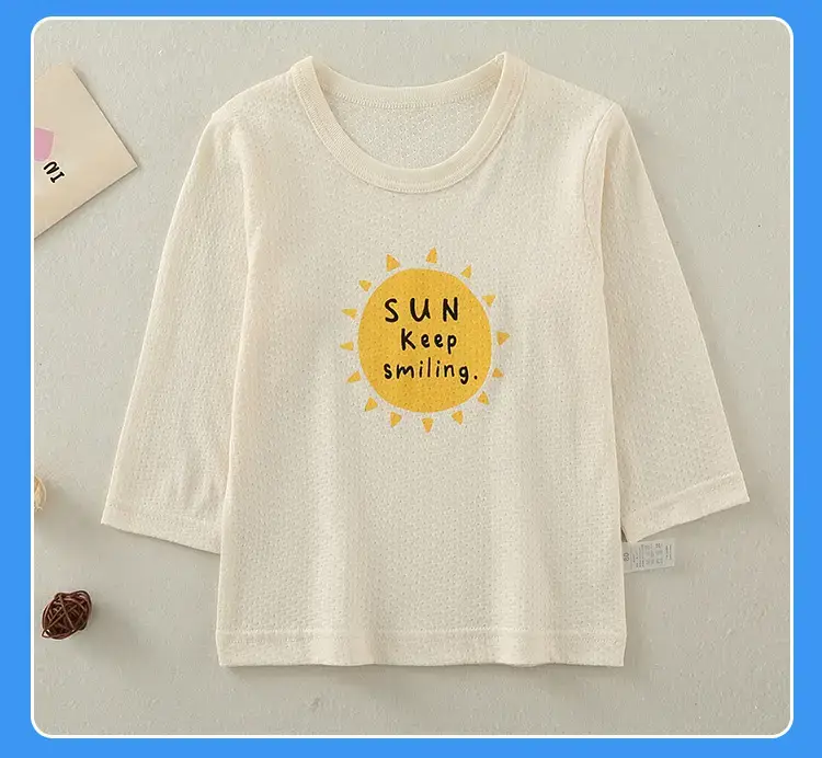 2023 Summer Baby T-Shirt White Sun Print Light Blue Patterned — feature 15