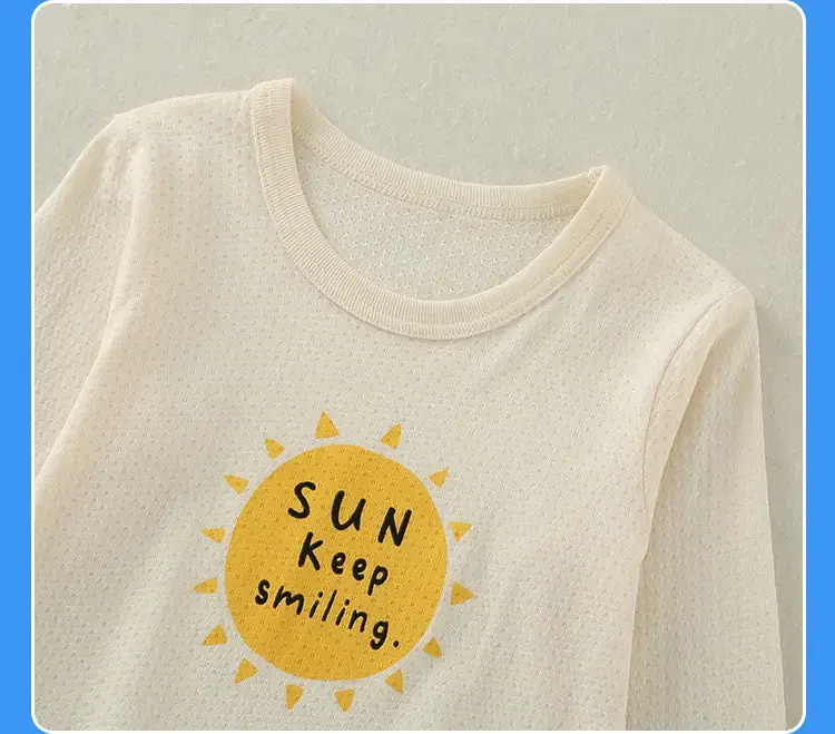 2023 Summer Baby T-Shirt White Sun Print Light Blue Patterned — feature 16