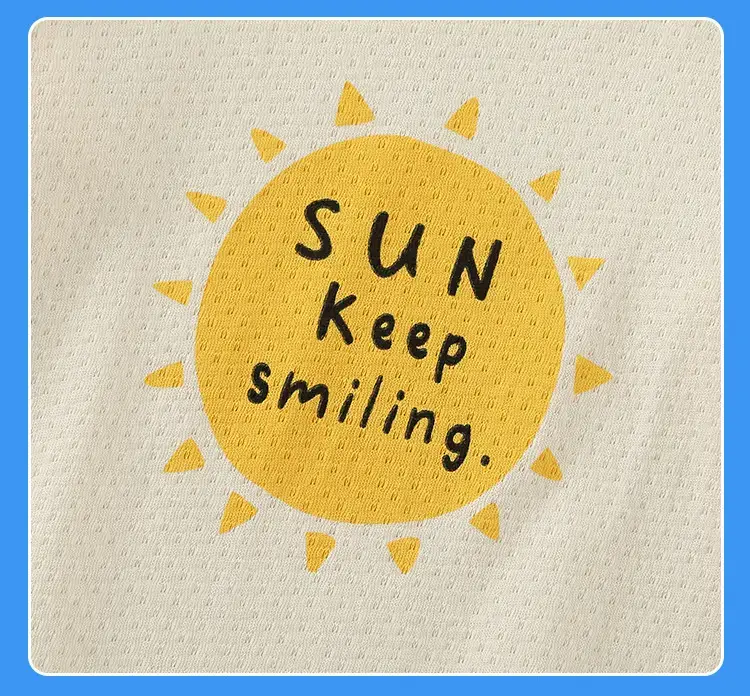2023 Summer Baby T-Shirt White Sun Print Light Blue Patterned — feature 17