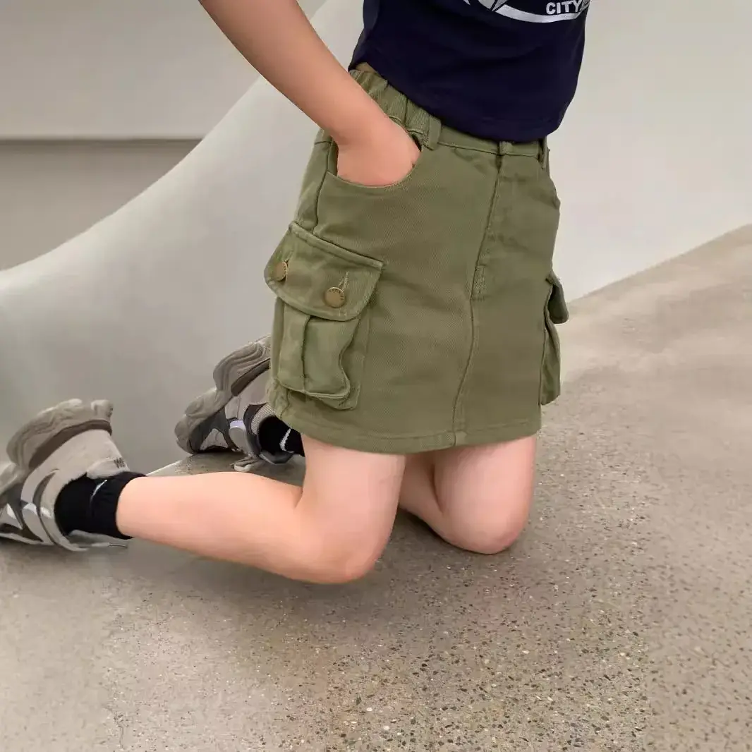 Girls' Green Cargo Work Shorts American Style - Image 4