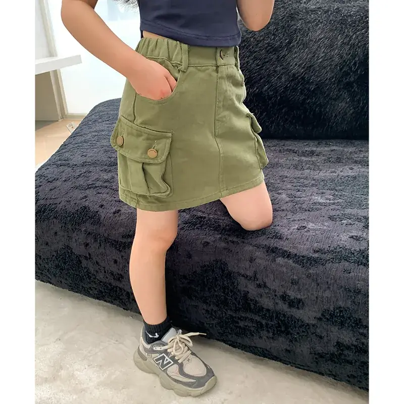 Girls' Green Cargo Work Shorts American Style - Image 2