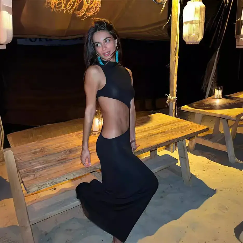 2023 Black Cutout Long Sleeve Dress for Women - Image 3