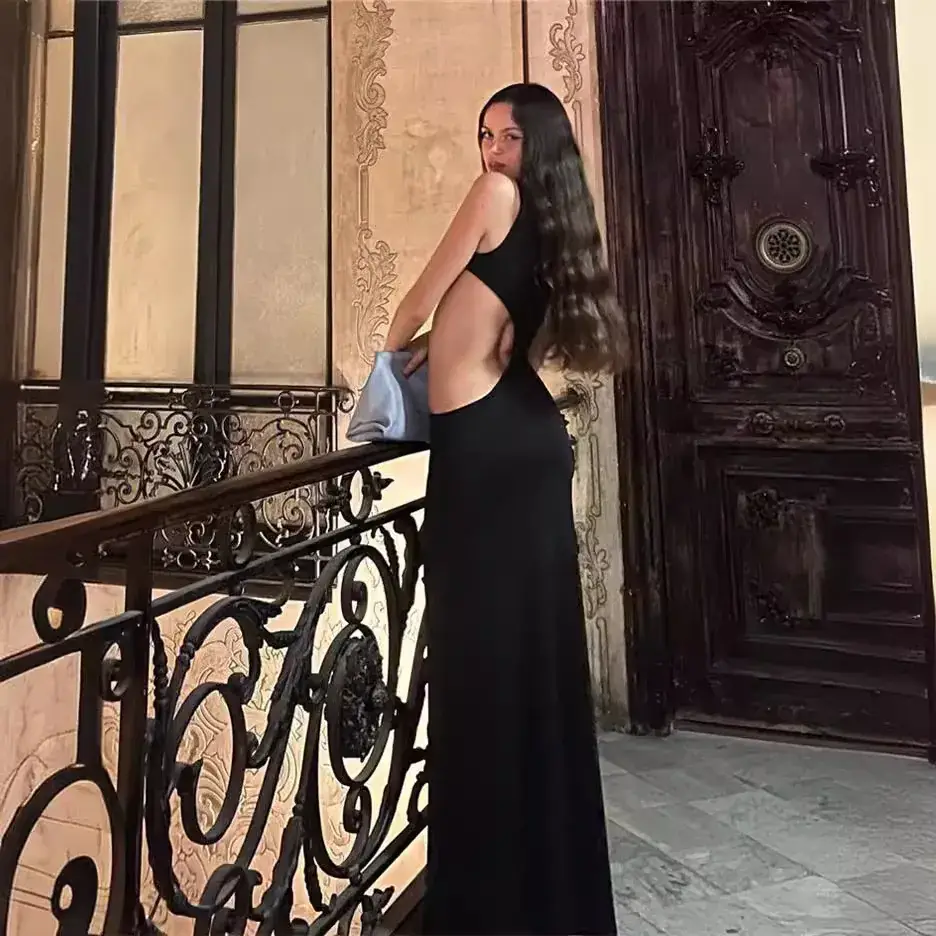 2023 Black Cutout Long Sleeve Dress for Women - Image 6