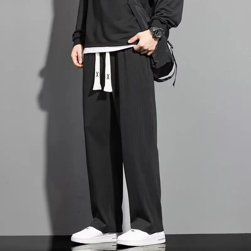 Ice Silk Wide Leg Straight Trousers Large - Image 8