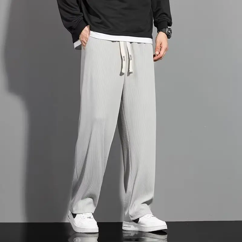 Ice Silk Wide Leg Straight Trousers Large - Image 9