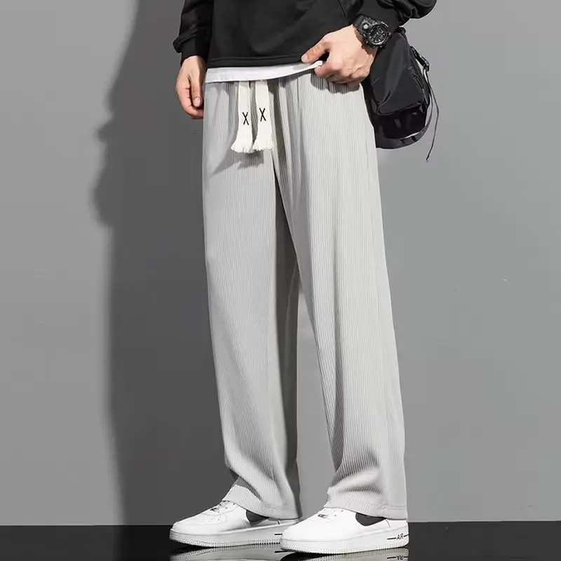 Ice Silk Wide Leg Straight Trousers Large - Image 2