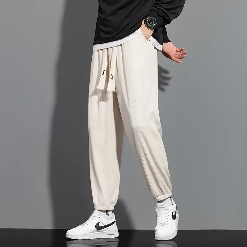 Ice Silk Wide Leg Straight Trousers Large - Image 6