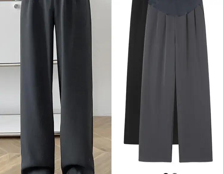 Pregnant Women Ice Silk Wide Leg Pants Black — feature 19