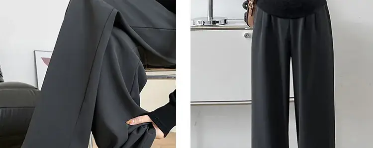 Pregnant Women Ice Silk Wide Leg Pants Black — feature 31
