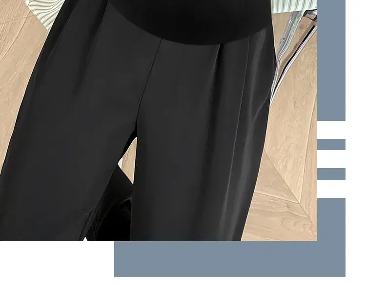Pregnant Women Ice Silk Wide Leg Pants Black — feature 4