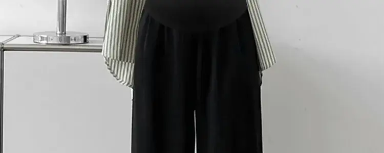 Pregnant Women Ice Silk Wide Leg Pants Black — feature 48
